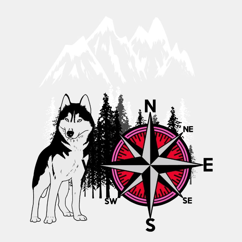 Nature Wilderness Chiens Husky Compass Windrose