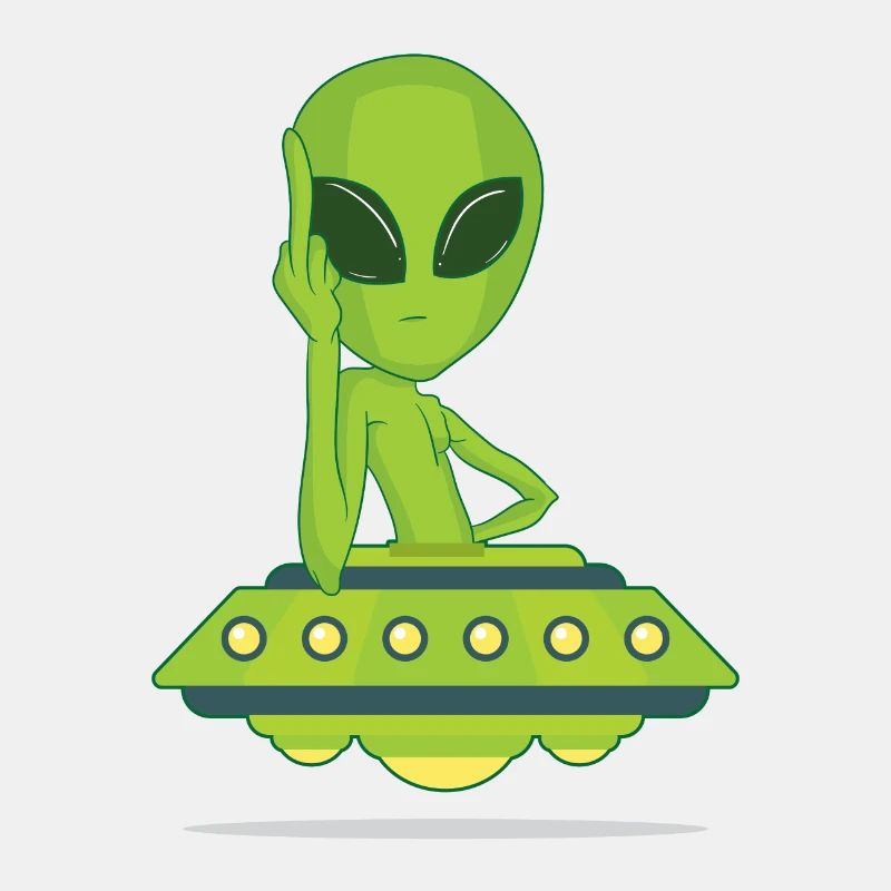 Alien avec le doigt du milieu puant vous baise