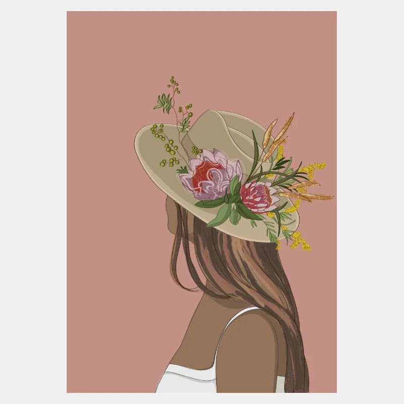 Frau mit Blumenhut