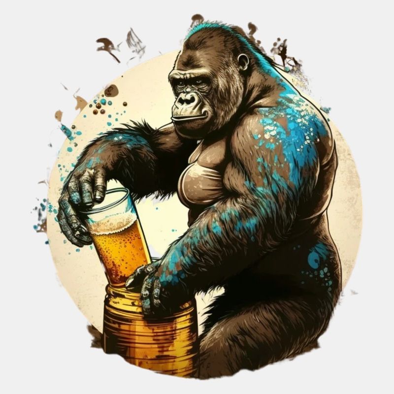 Starker Gorilla zapft Bier