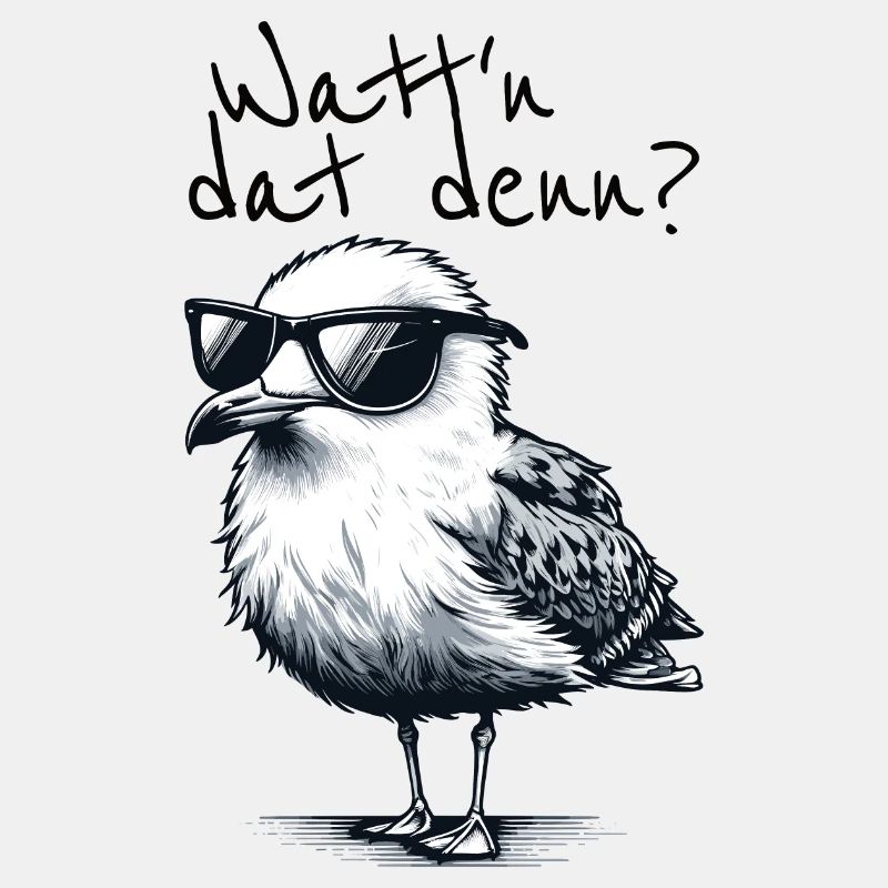 Watt'n dat denn Coole Möwe Nordsee Spruch