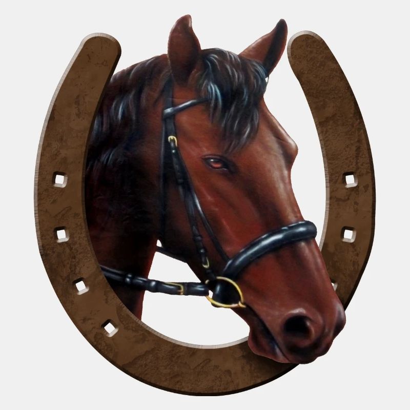 Tête de cheval et fer à cheval