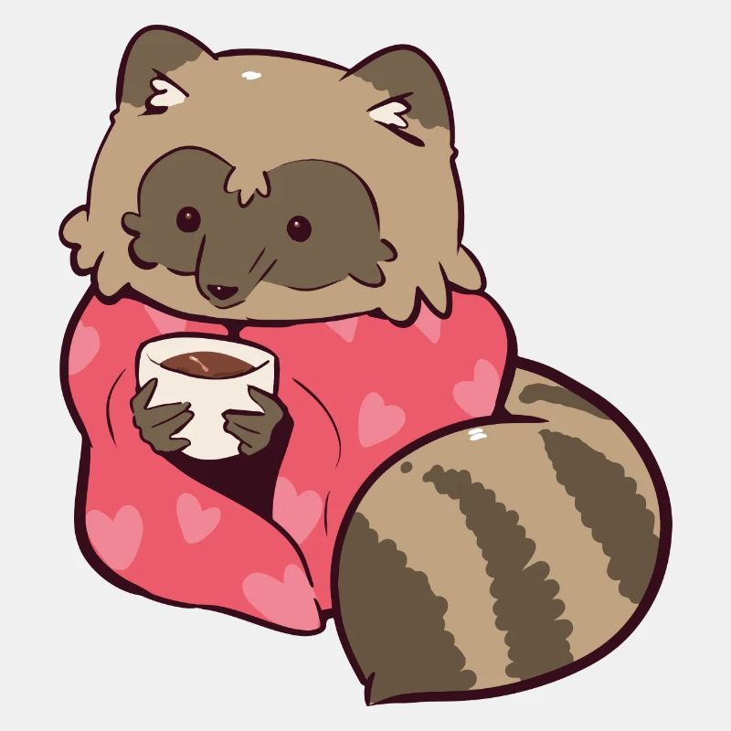 Gemütlicher Kaffee Waschbär