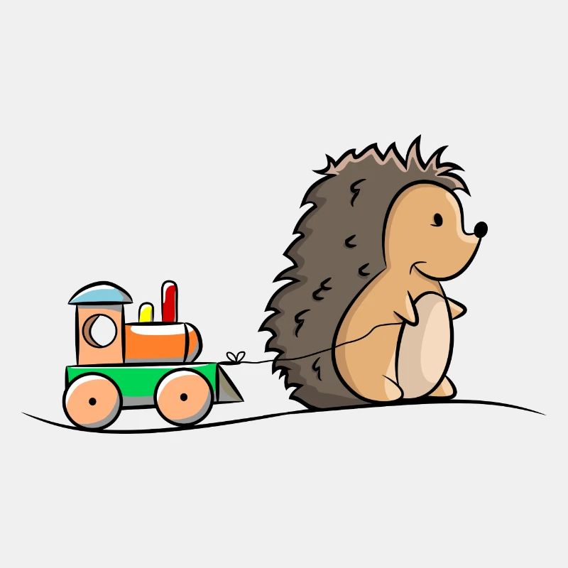 Igel mit Holz Eisenbahn