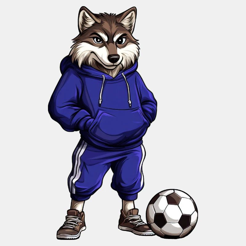 Fussballer Wolf blau