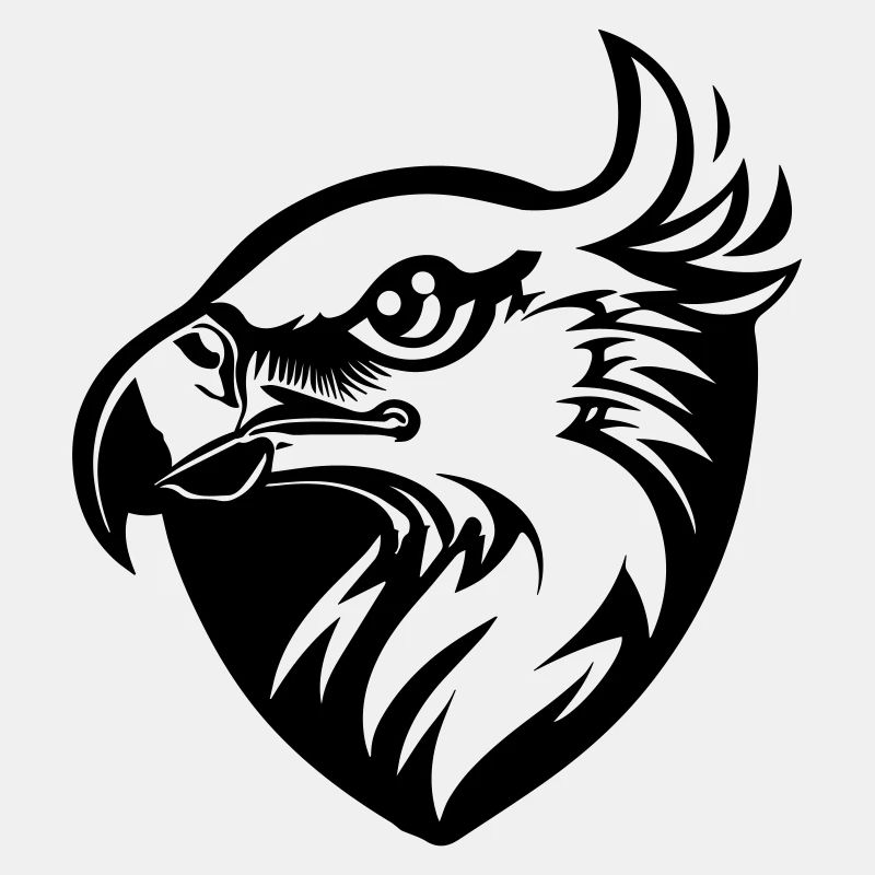 eagle's head with wing in profile with shield