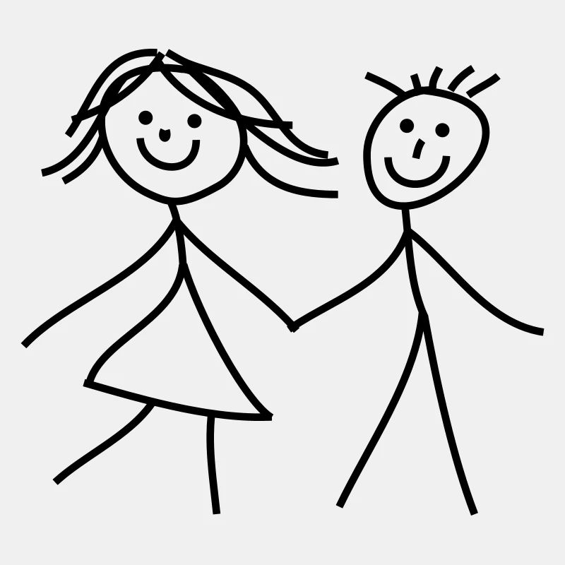 Strichmännchen Mädchen Junge Bruder Schwester