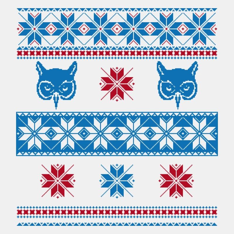 Norweger Pullover Eule Blau Rot