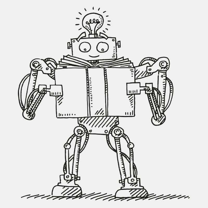 Robots Book Read Machine Learning AI Symbol