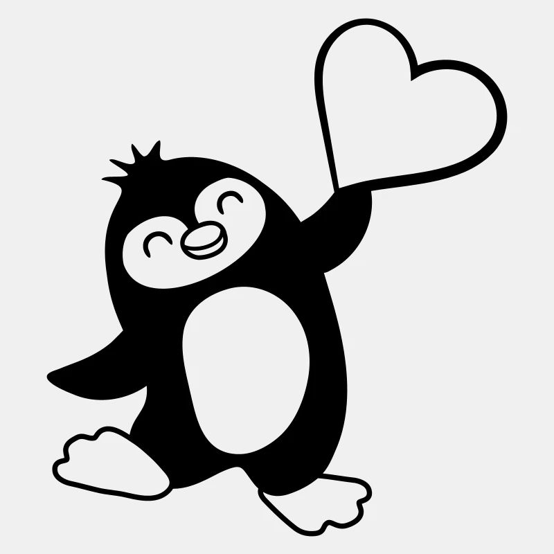 Heart-pointing friendly penguin