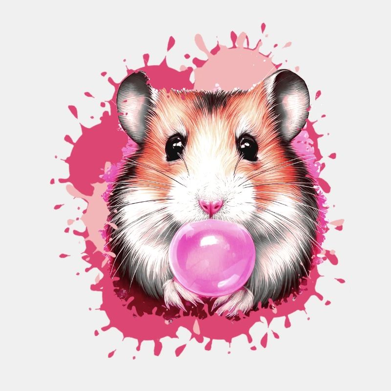 Hamster, graffiti, illustration, chewing gum, bubble
