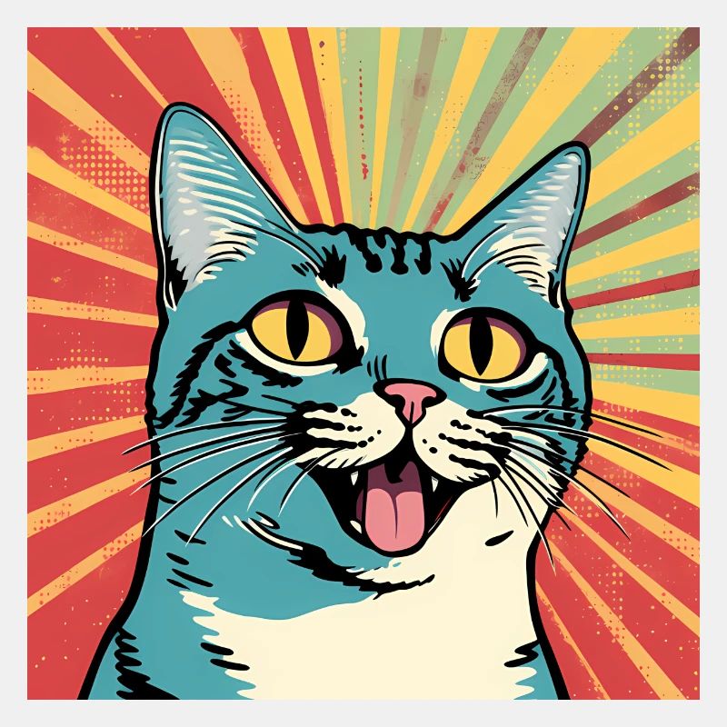 smiling cat - retro pop art