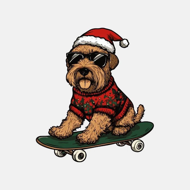Airedale Terrier Chien Noël Skateboard