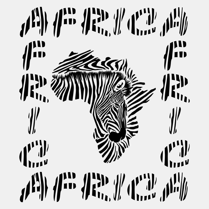 Africa map background with text head and zebra