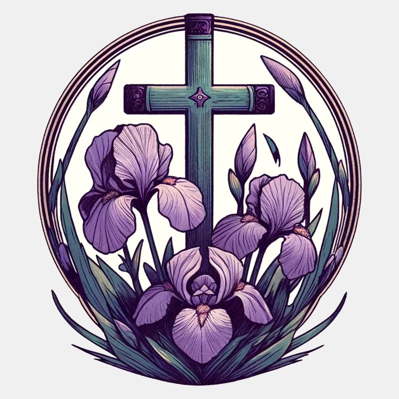 Croix chrétienne violet Iris