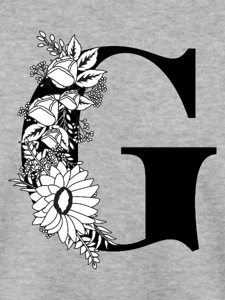 Blumenbuchstabe g schwarz-weiß