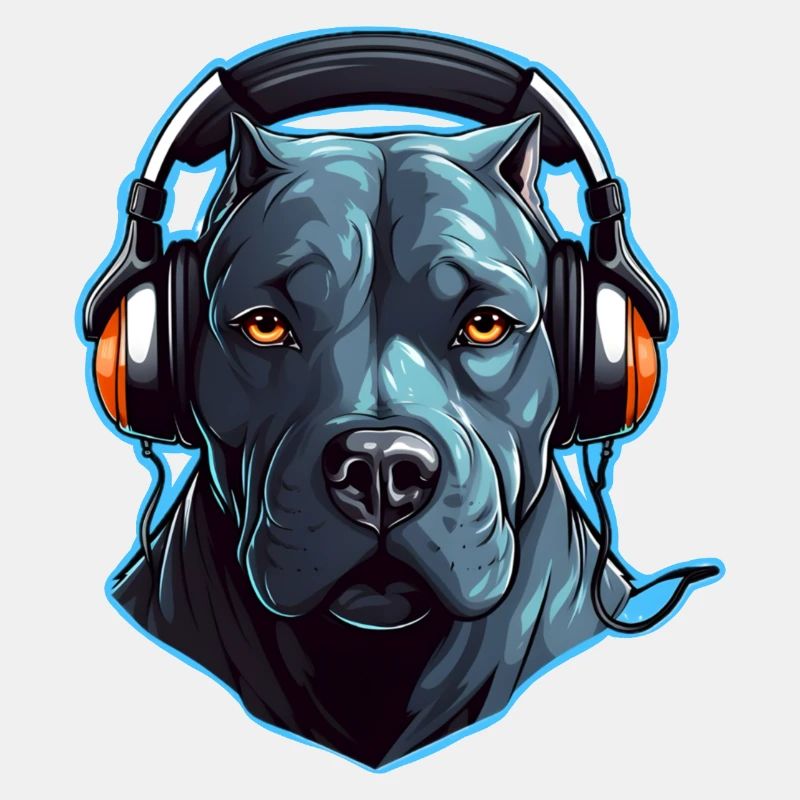 Cooler Pitbull mit Kopfhörern