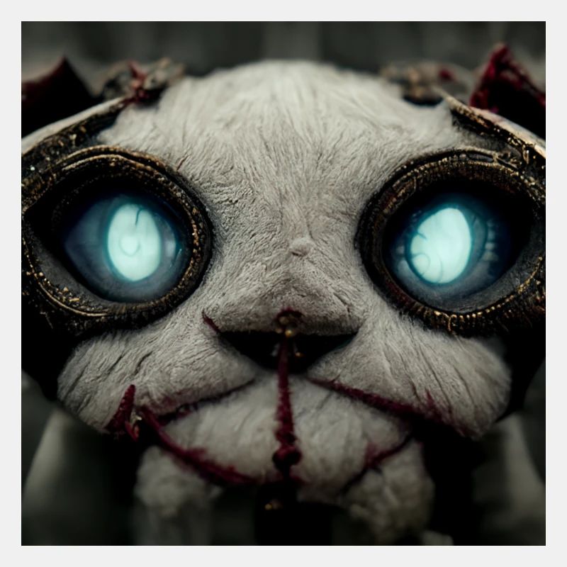 Evil cat with bright blue eyes