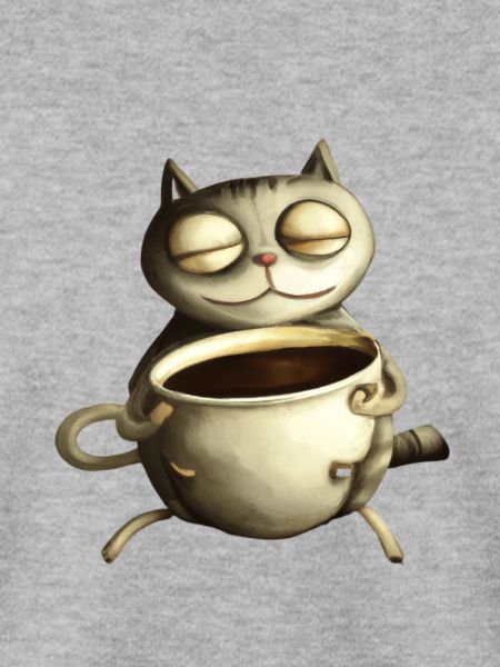 Katze trinkt einen Kaffee