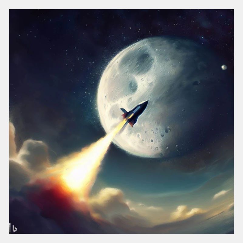 Moon with Rocket