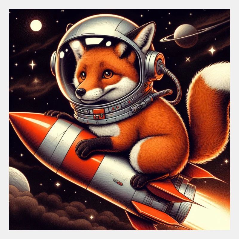 Fuchs auf der Rakete