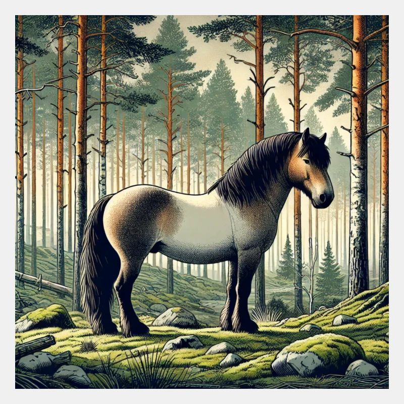 Pferd Wald Schweden