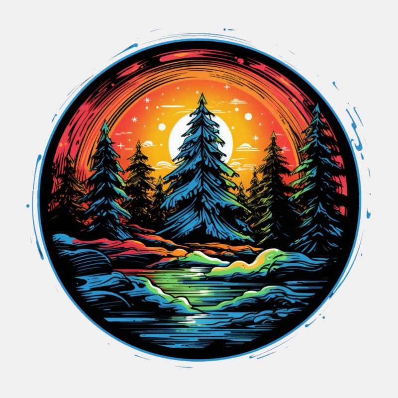 Winterwald im Retro-Abendlicht