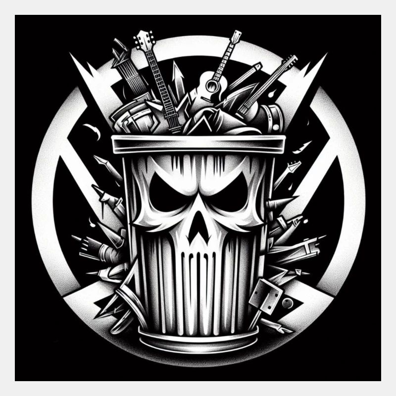 skull on trash