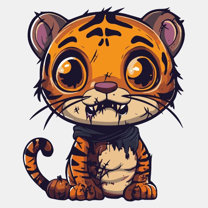 Tiger Halloween Comic Lustig