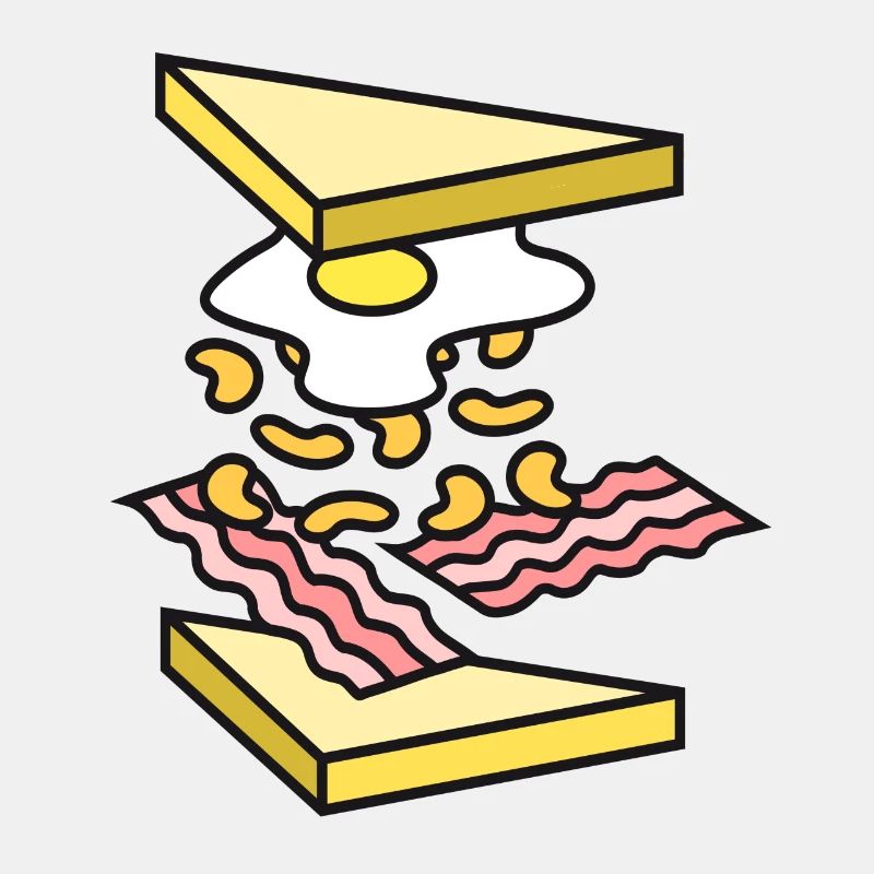 Sandwich. Eier. Speck. Bohnen. Brot. Fast Food.