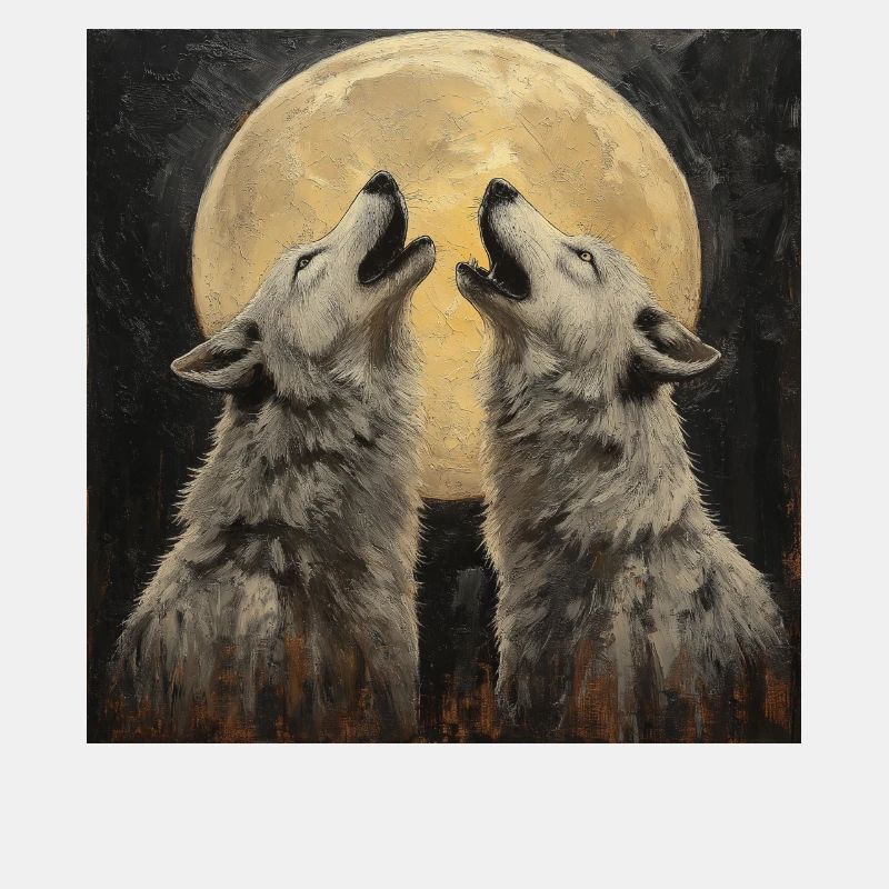 Loups devant la lune