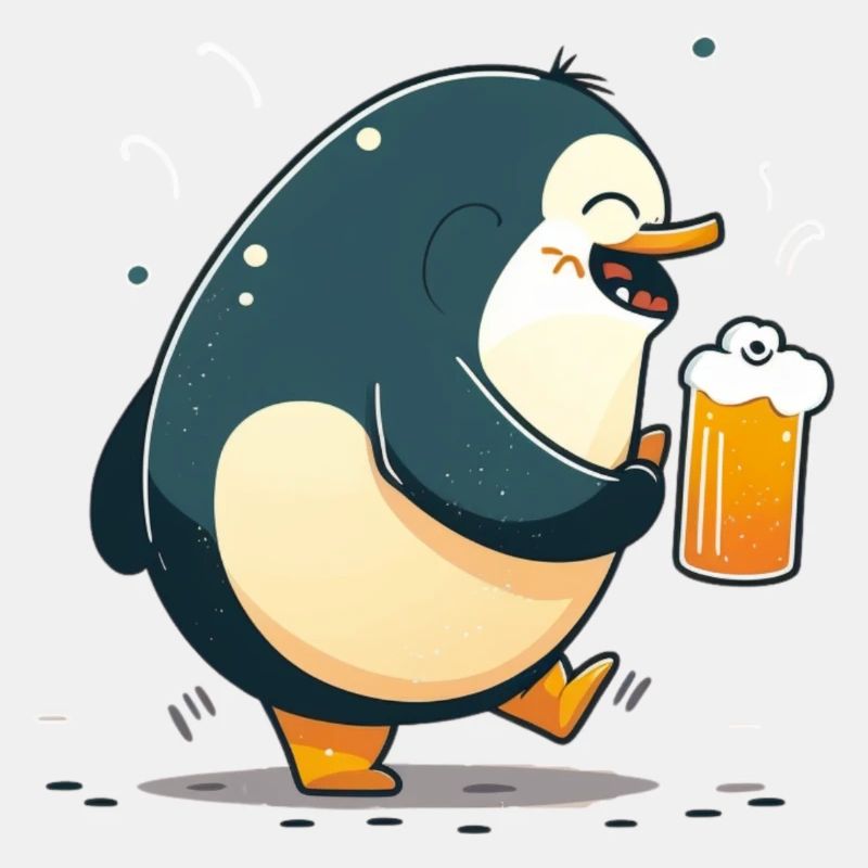 Süßer Pinguin mit Bier