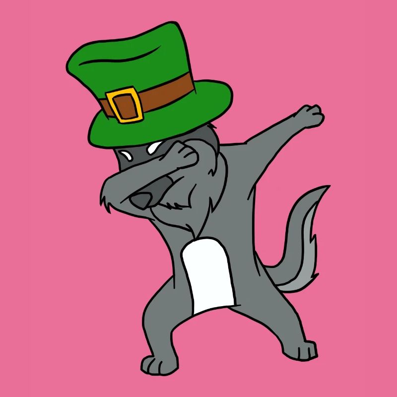 Dabbing St Patrick's Day Wolf Leprechaun Top Hat