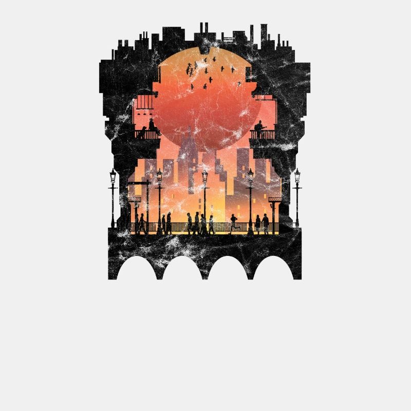 Silhouette gift sun metropolis bridge skyline