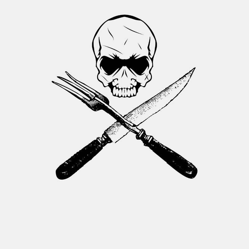 Knife, fork, skull, cook, cook