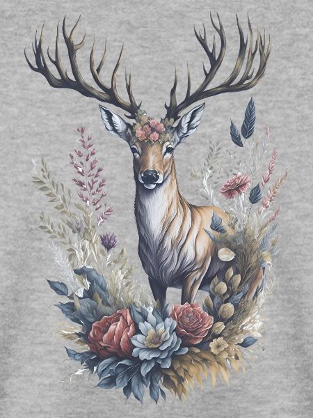 Ruhiges Blumenhirsch-Aquarellgemälde