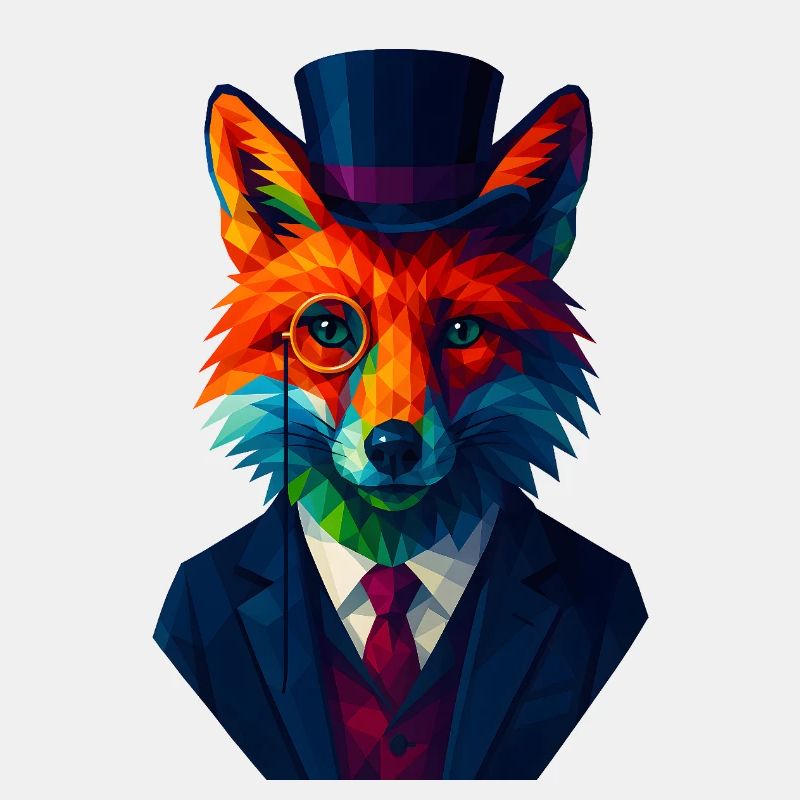 WPAP Style Animals - Renard Élégant Costume Monocle