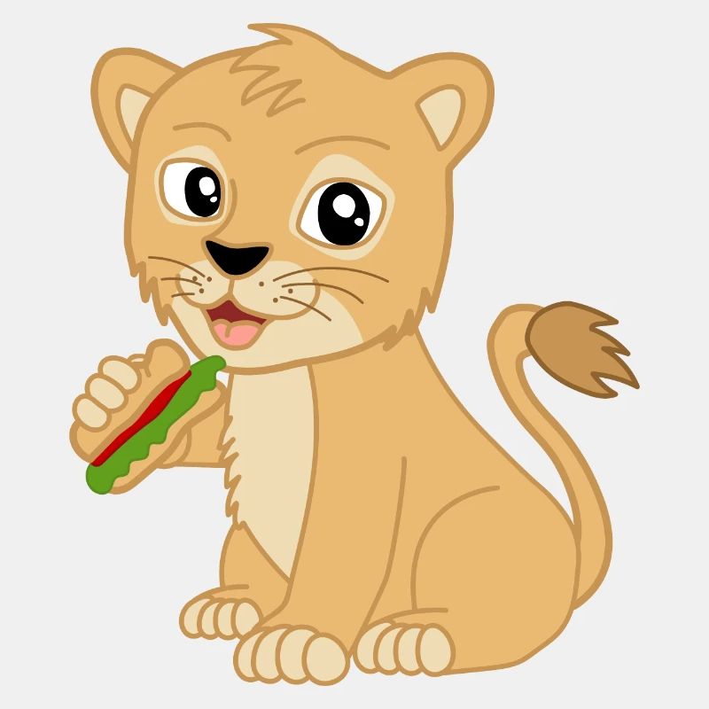 Mignon bébé lion avec sandwich