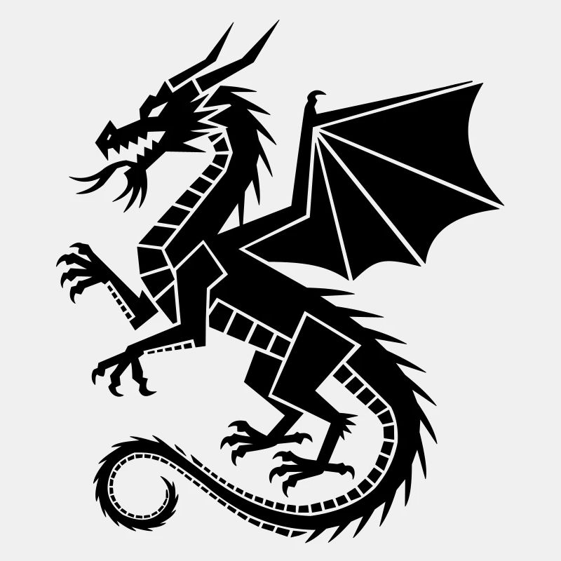 Geometrischer Drache – schwarze Silhouette