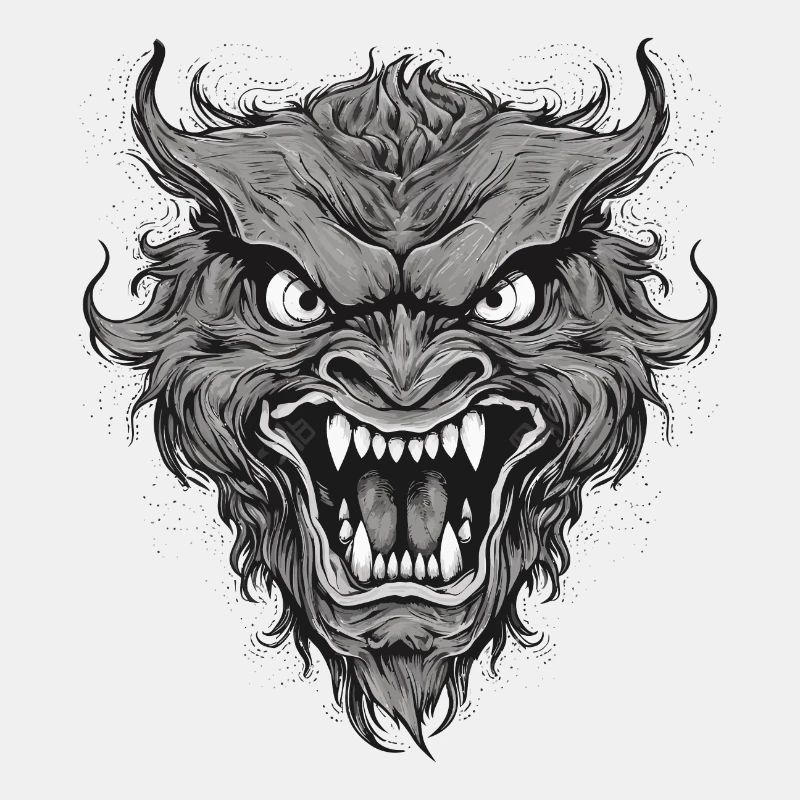 Wild werewolf with nasty teeth, sharp teeth