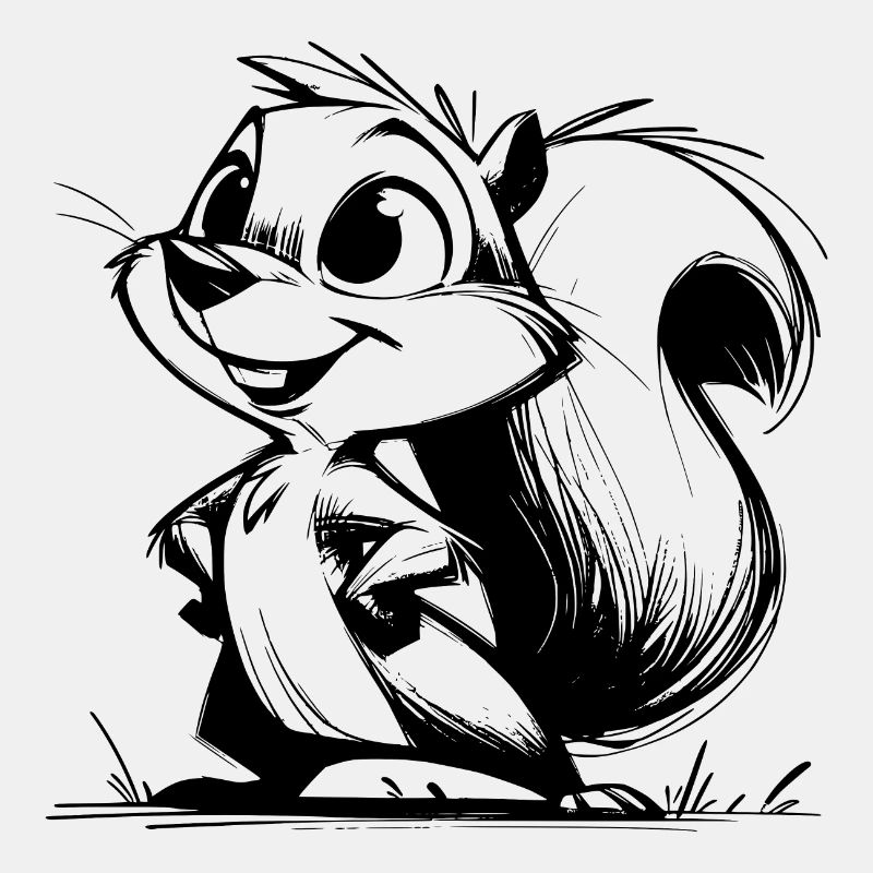 Dessin au crayon d’écureuil mignon