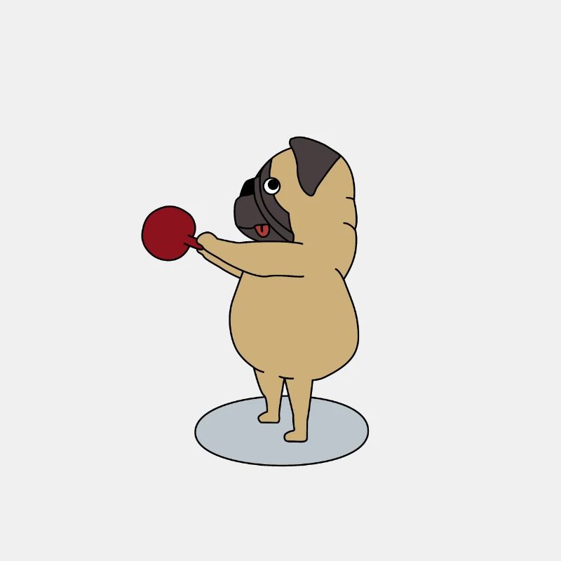 Pug with Kettlebell makes Kettlebell Swings