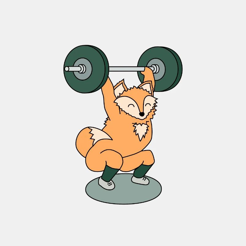 Fox weightlifting with barbell