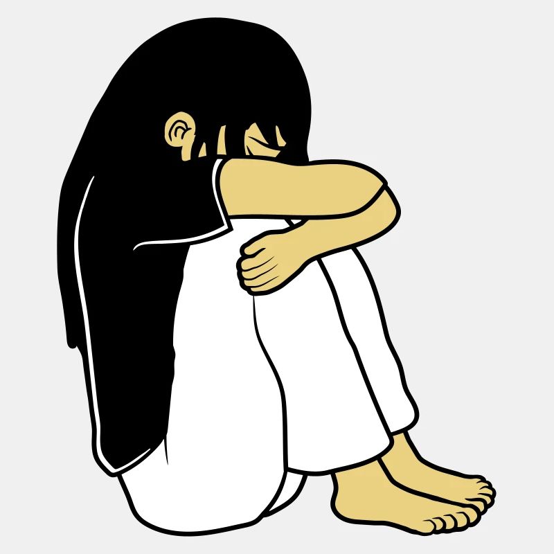 Fille assise triste