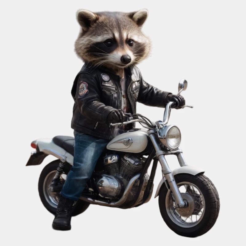 Waschbär-Biker