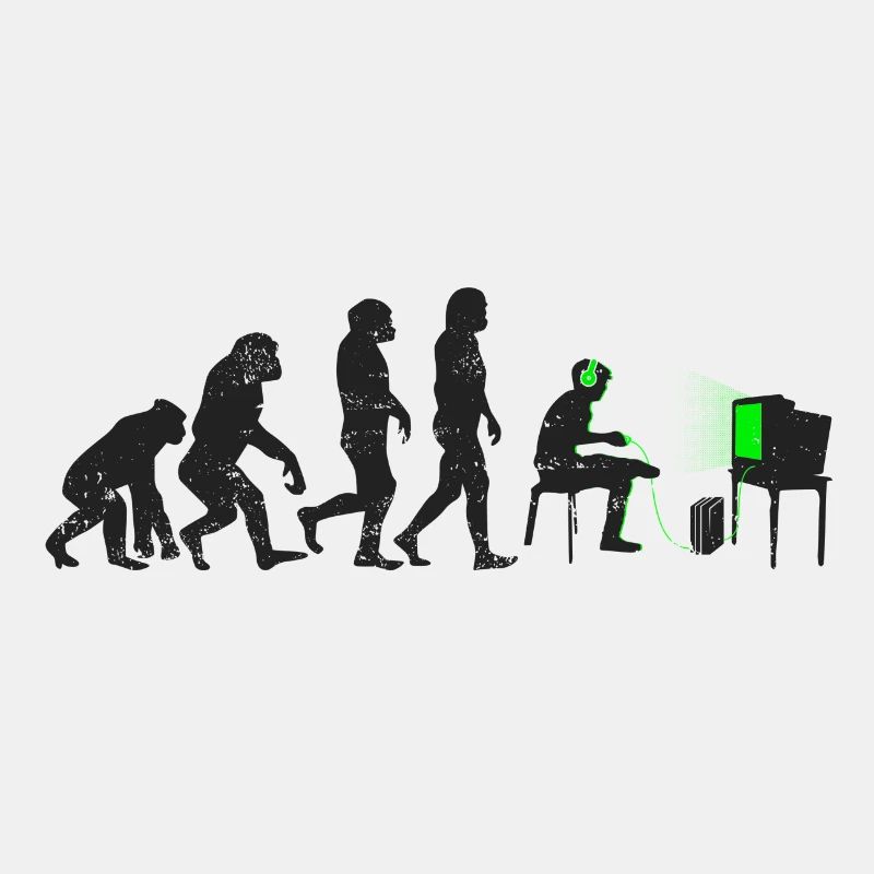 Gamer evolution gift player nerd geek noob
