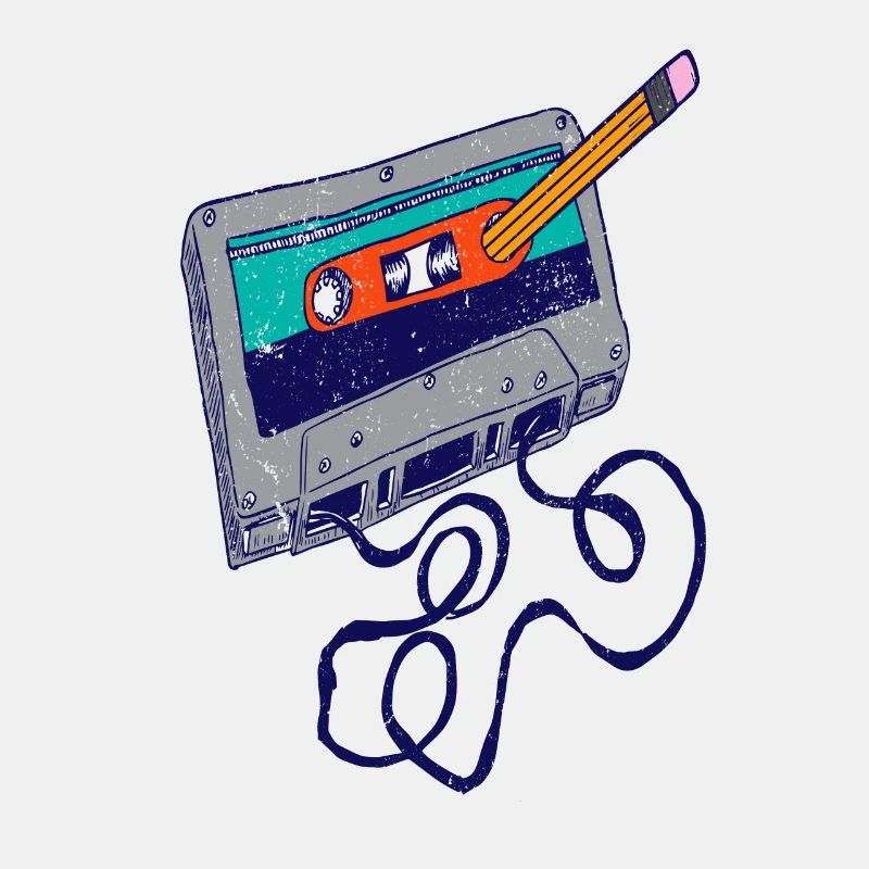 Conception drôle de cassette et de crayon