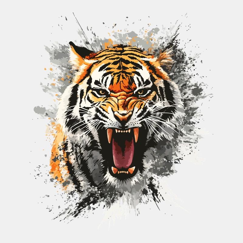 Tiger Head Predator Nature Wilderness Splash
