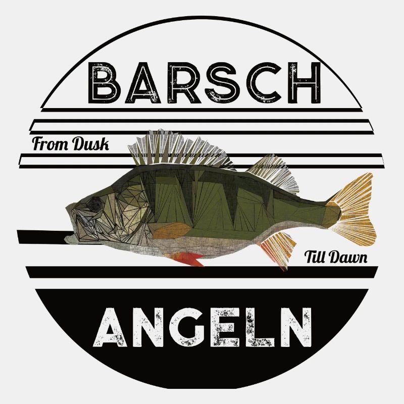 Retro Barsch angeln Schwarz