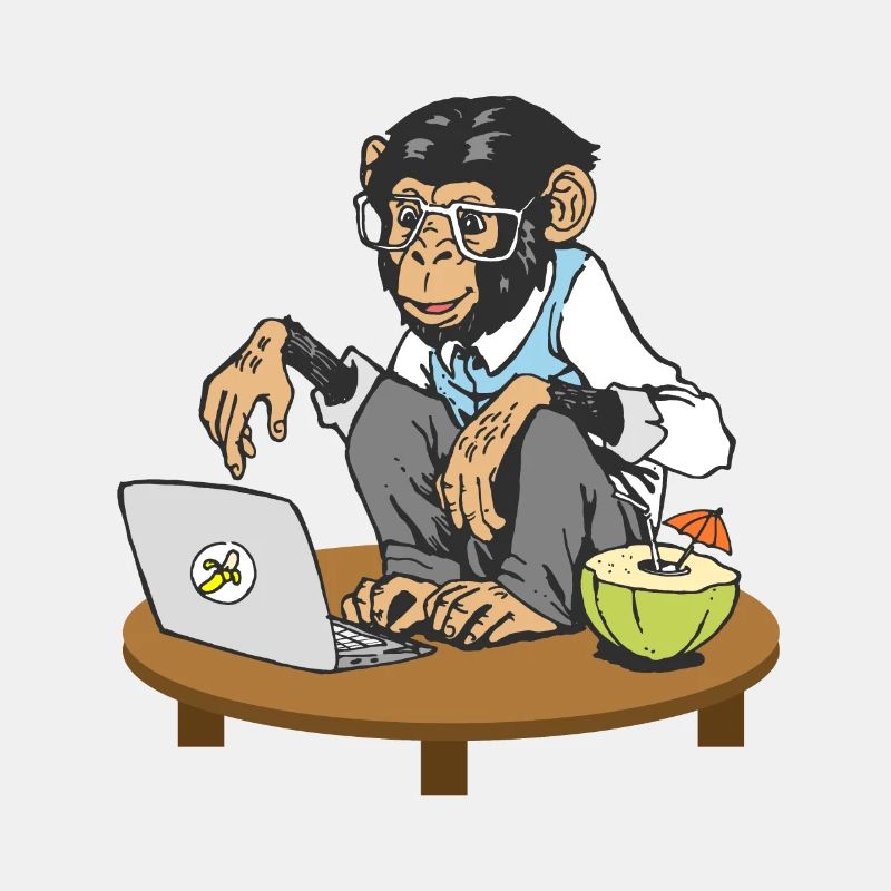 Affe vor Laptop